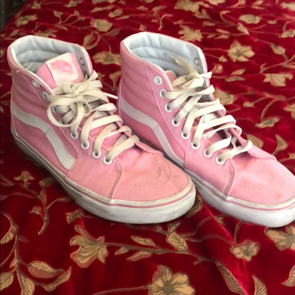 pink and white vans high top